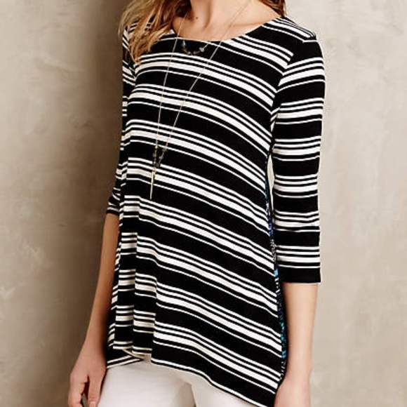 Anthropologie Pattern Play Swing Tunic by Puella XS NWT Black Stripe - Picture 1 of 4